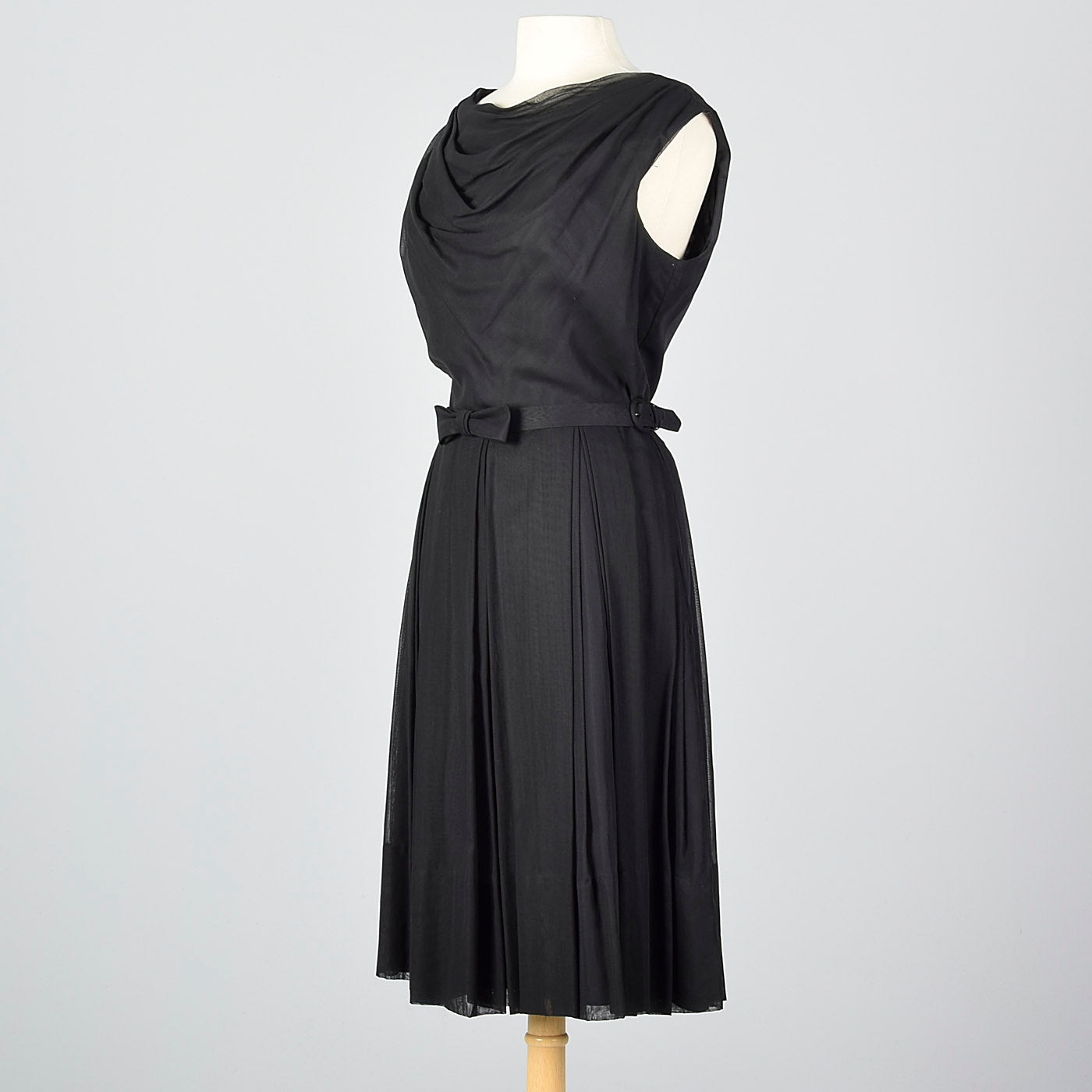 1950s Classic Little Black Dress with Draped Neckline