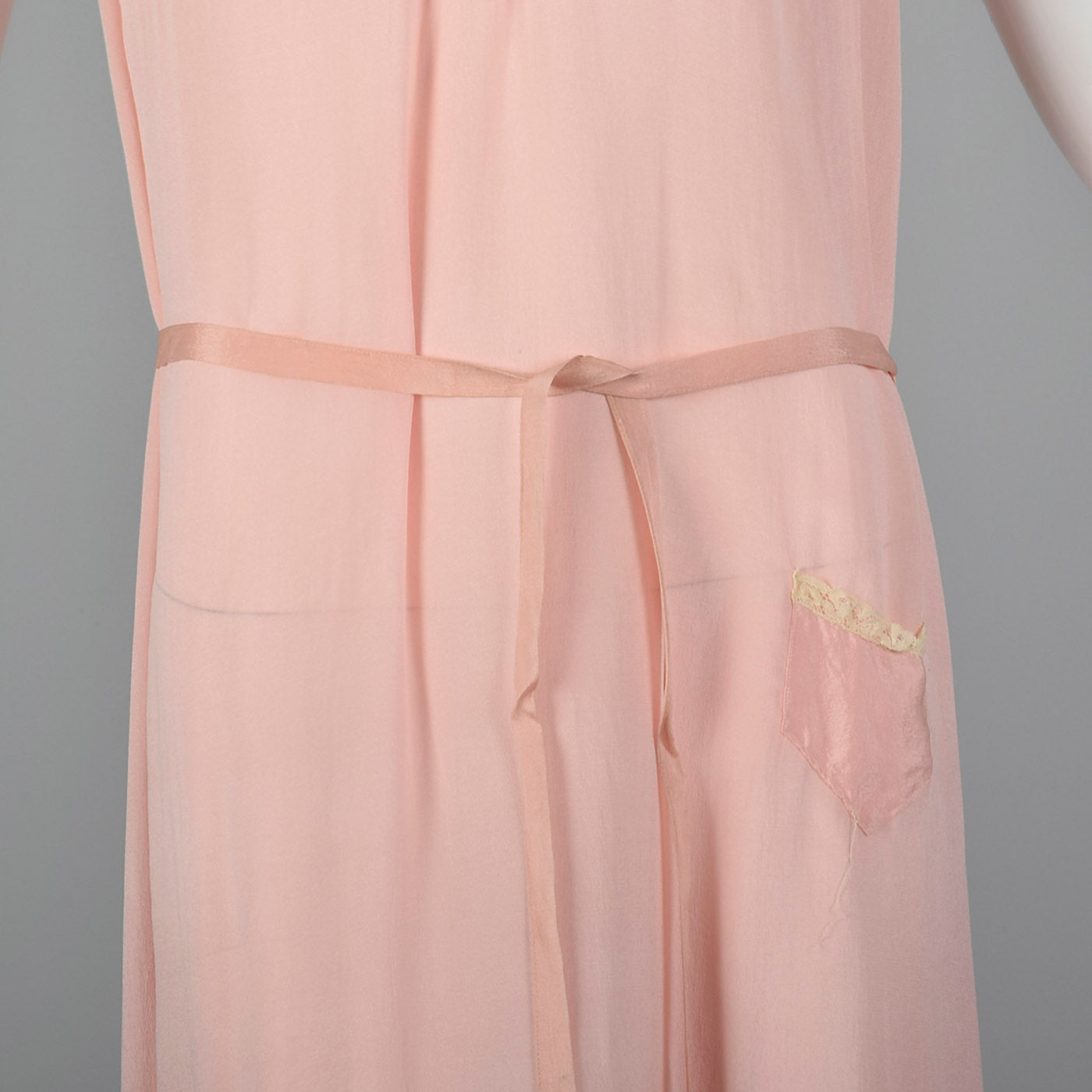 1920s Pink Silk Nightgown with Belt