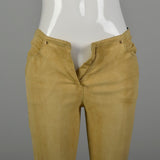 XS 2000s Pants Roberto Cavalli Designer Tan Suede Stretch Leather Lace Up
