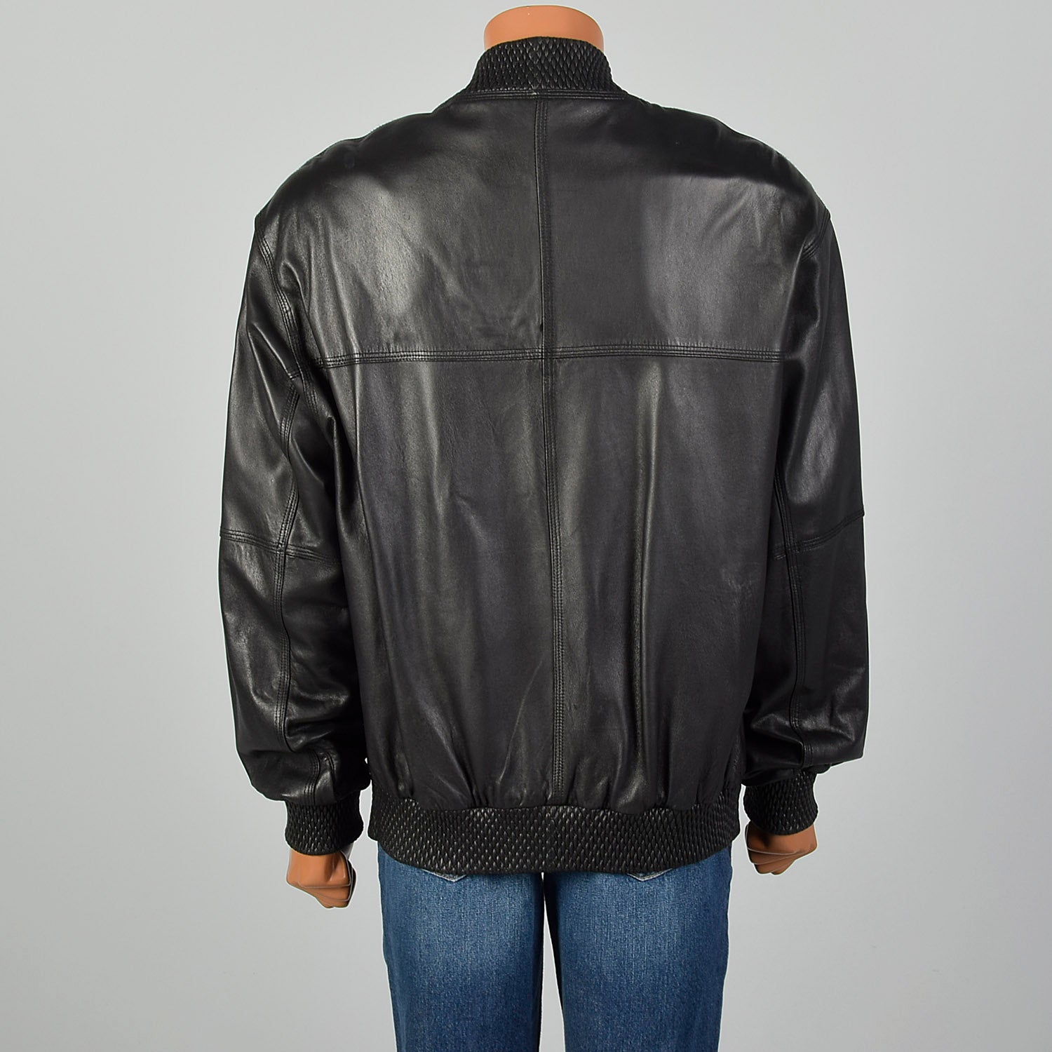 Large-XLPelle Pelle Black Leather Bomber Jacket