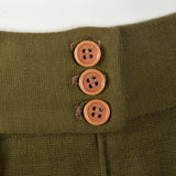 Small 1970s Green Knit Pants Hippie High Rise Wide Leg Boho Bell Bottoms