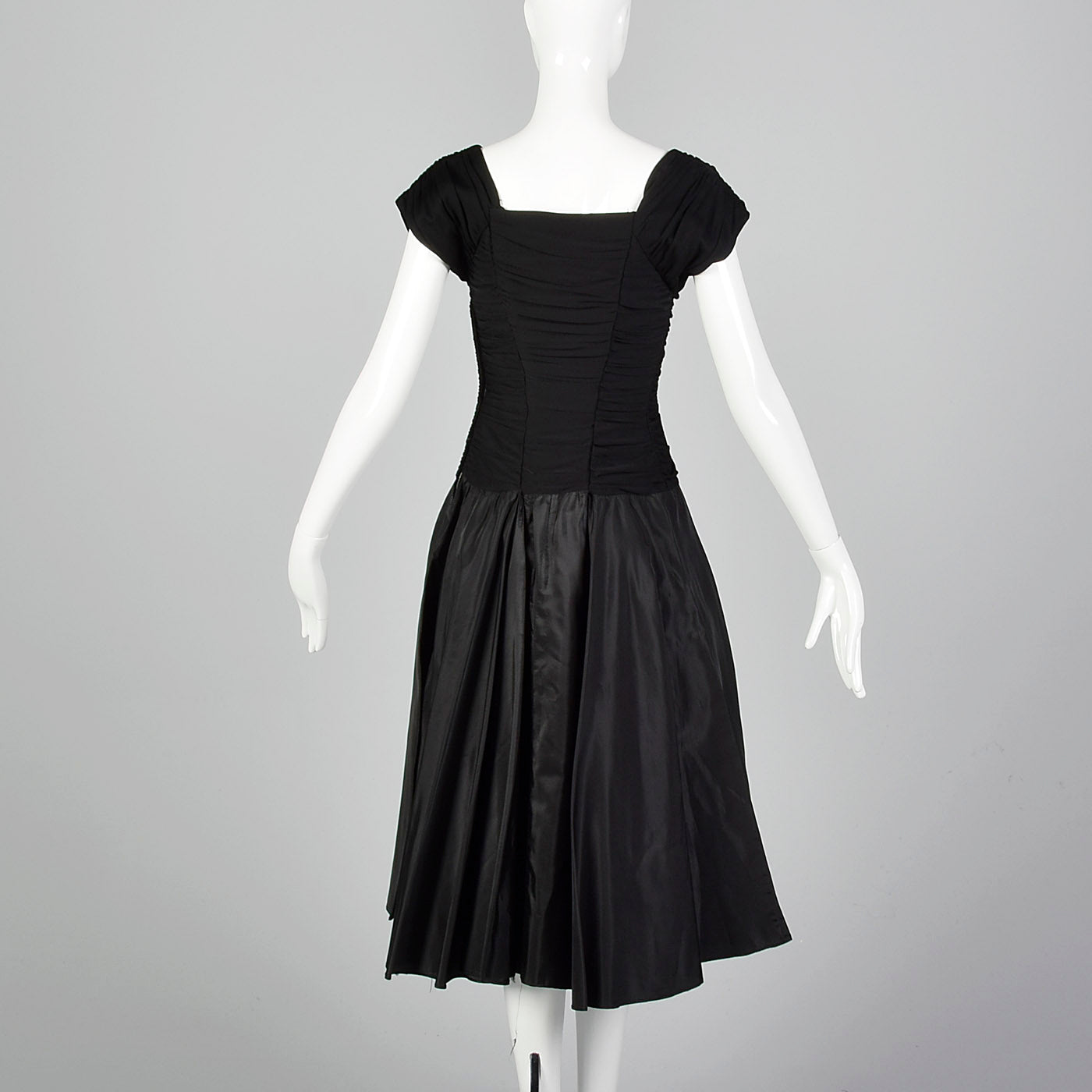 1940s Black Taffeta Dress