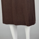 Medium 1950s Brown Wool Skirt With Decorative Beading