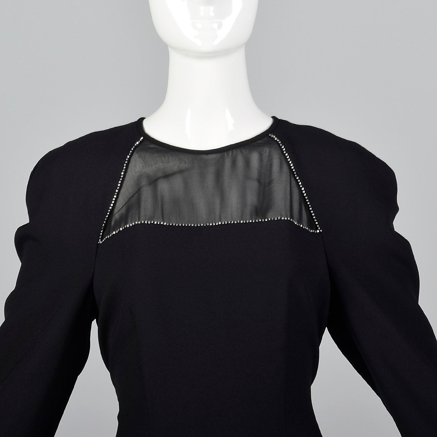 1990s Black Shift Dress with Illusion Bust