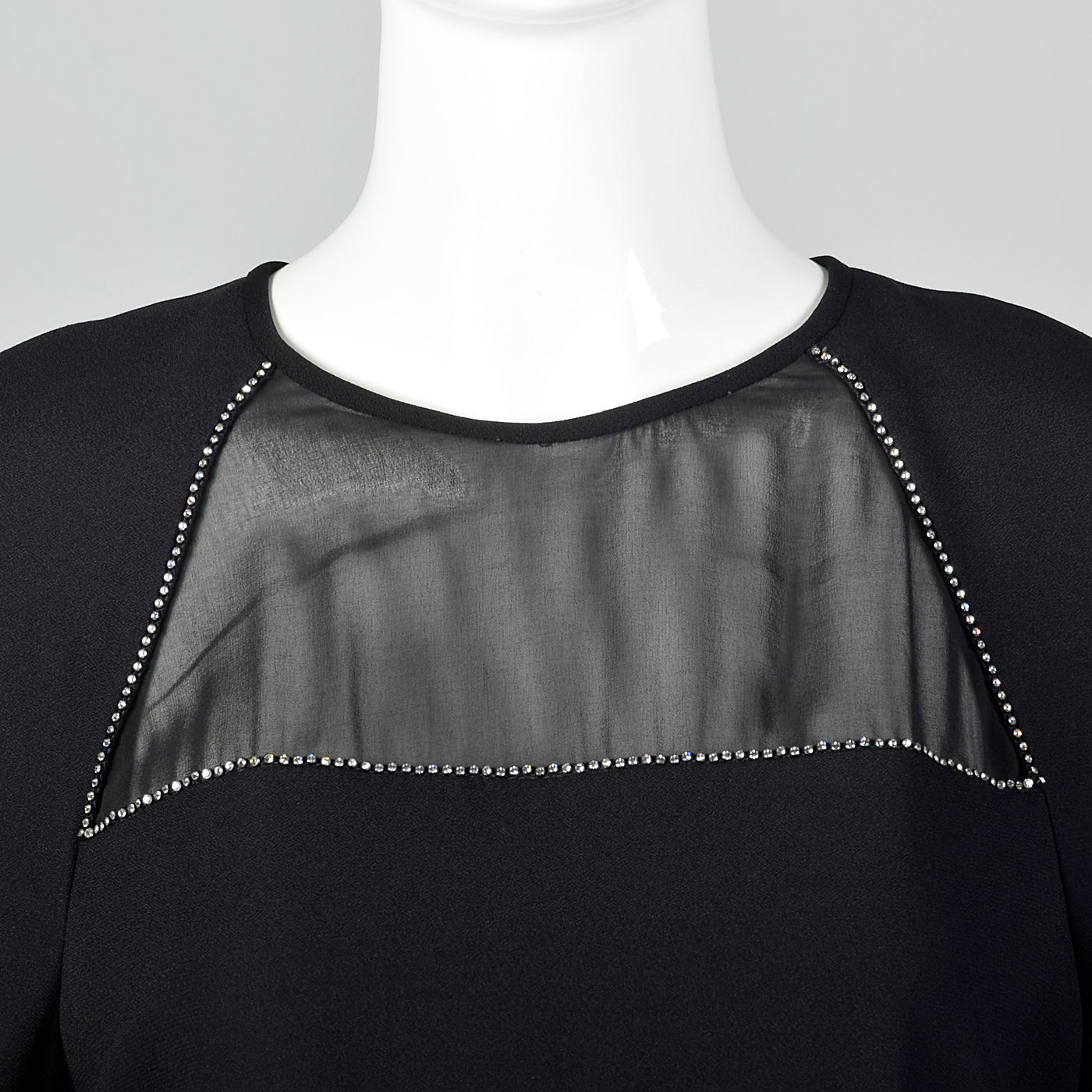 1990s Black Shift Dress with Illusion Bust