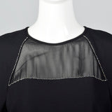 1990s Black Shift Dress with Illusion Bust