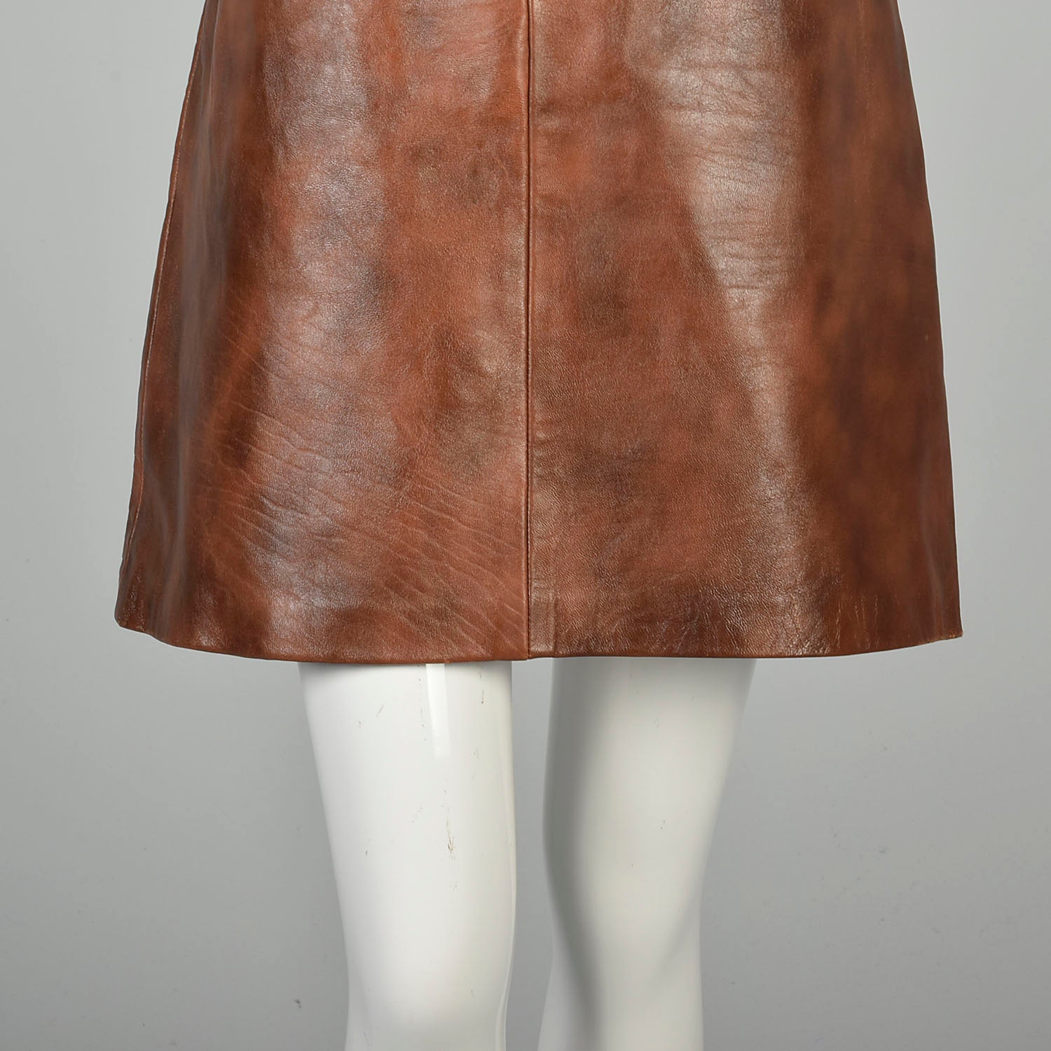 Medium 1960s Mini Dress Real Leather Drop Waist Mod Hippie Shift Boho