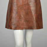Medium 1960s Mini Dress Real Leather Drop Waist Mod Hippie Shift Boho