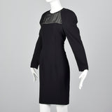 1990s Black Shift Dress with Illusion Bust
