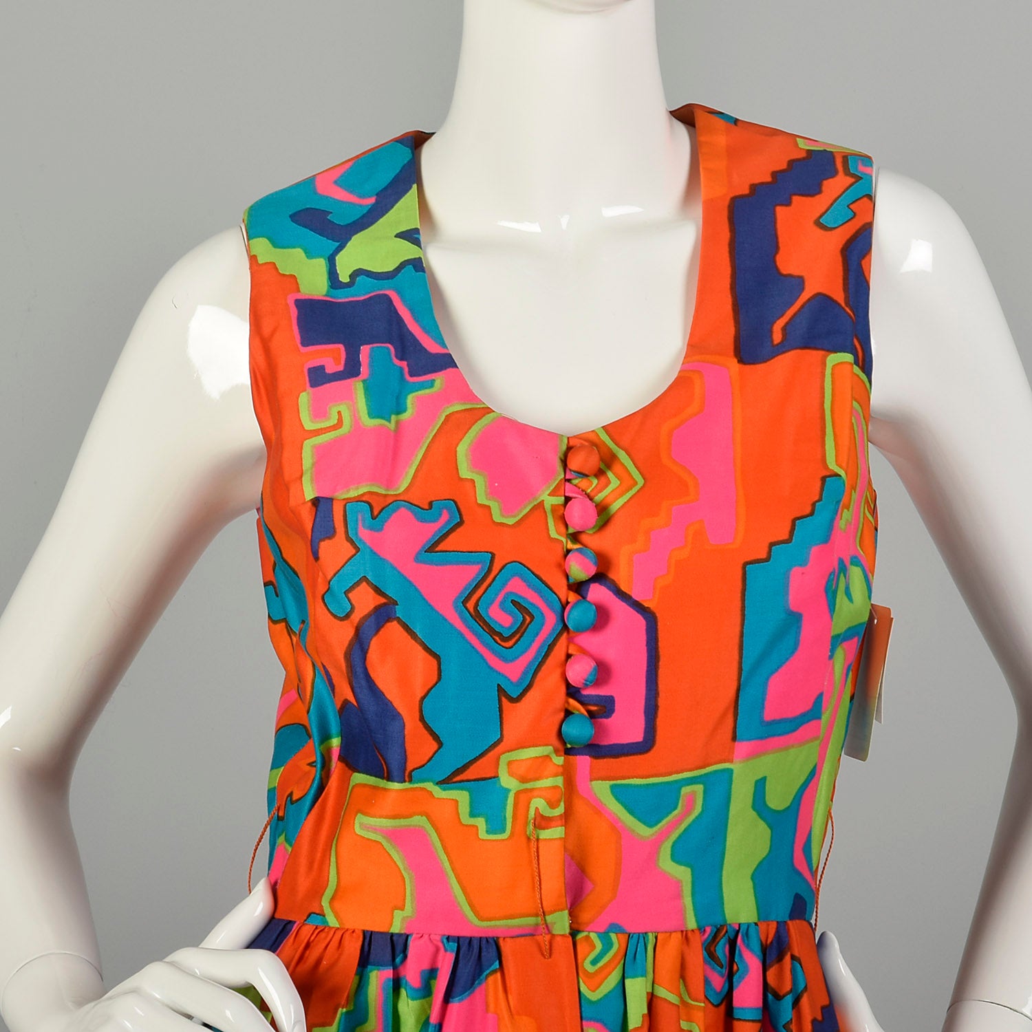 Small 1960s Palazzo Pant Jumpsuit Eddy George Colorful Geometric
