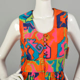 Small 1960s Palazzo Pant Jumpsuit Eddy George Colorful Geometric
