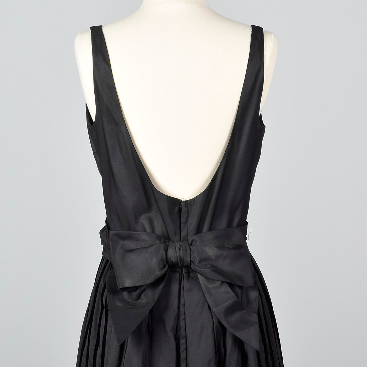 1950s Formal Black Maxi Dress with Stripe Trim