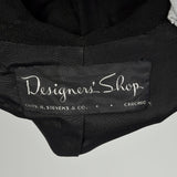 XS 1940s Dress and Jacket Set Belted Black Suit Set