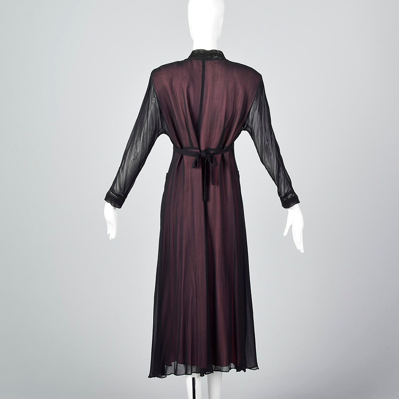 1990s Sheer Black Dress with Pink Lining