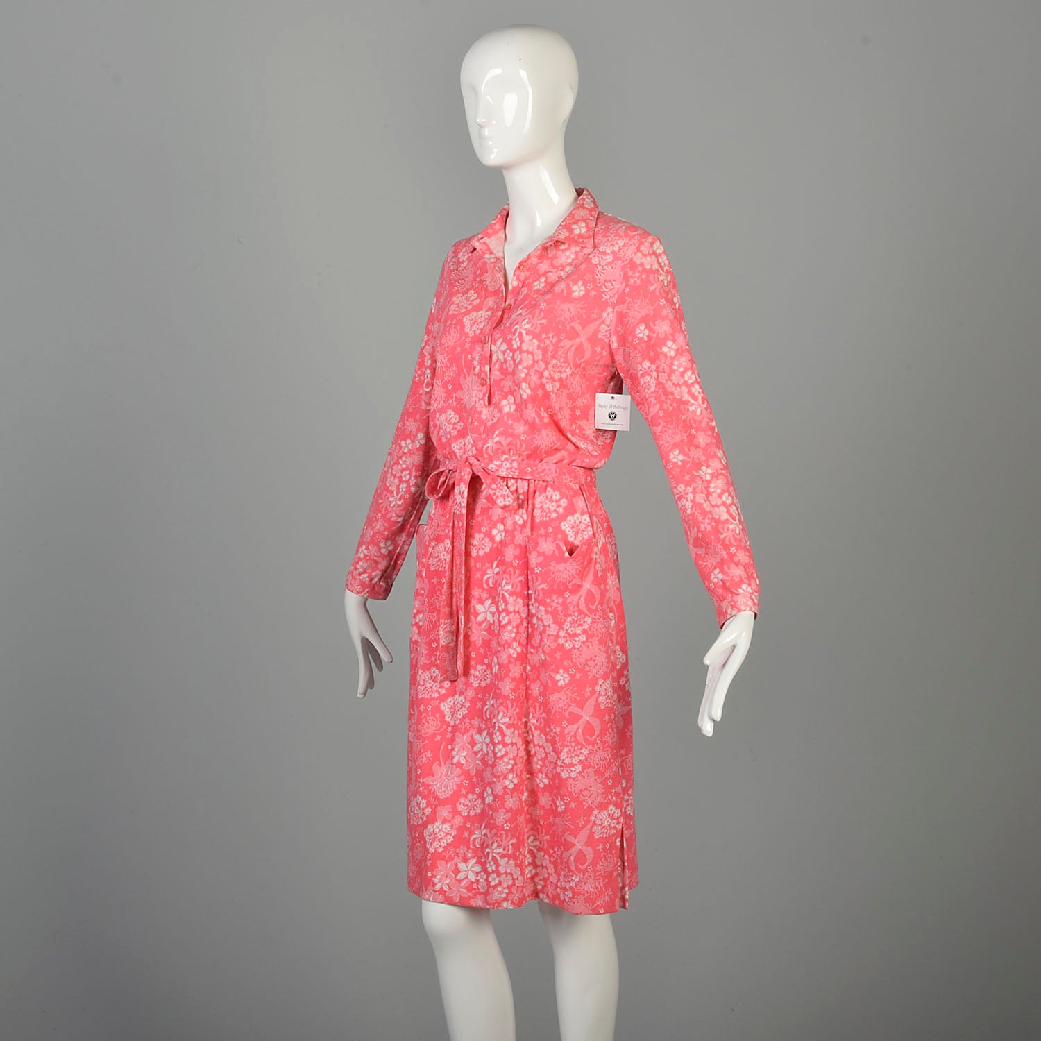 Small 1970s Liza by Lilly Pulitzer Dress Hot Pink Print Barbie Shirtwaist Dress