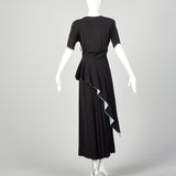 1940s Frank Starr Dress Evening Gown Formal Peplum Sash Rayon