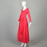 Medium 1970s Dress Barbie Hot Pink Miss Elliette Long Sleeve Car Wash Hem