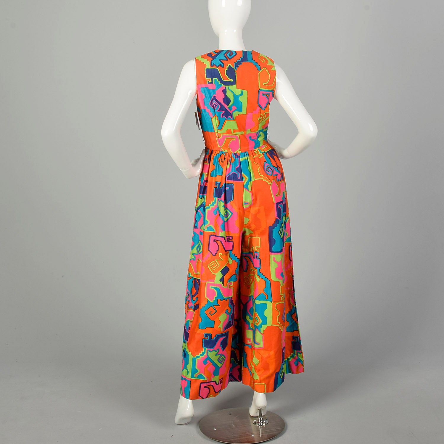 Small 1960s Palazzo Pant Jumpsuit Eddy George Colorful Geometric