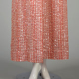 Large 1970s Long Sleeve Maxi Dress Red Gingham Sequin Picnic Country Glamour Tablecloth