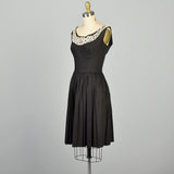 Small1950s LBD Little Black Dress Cotton Sleeveless