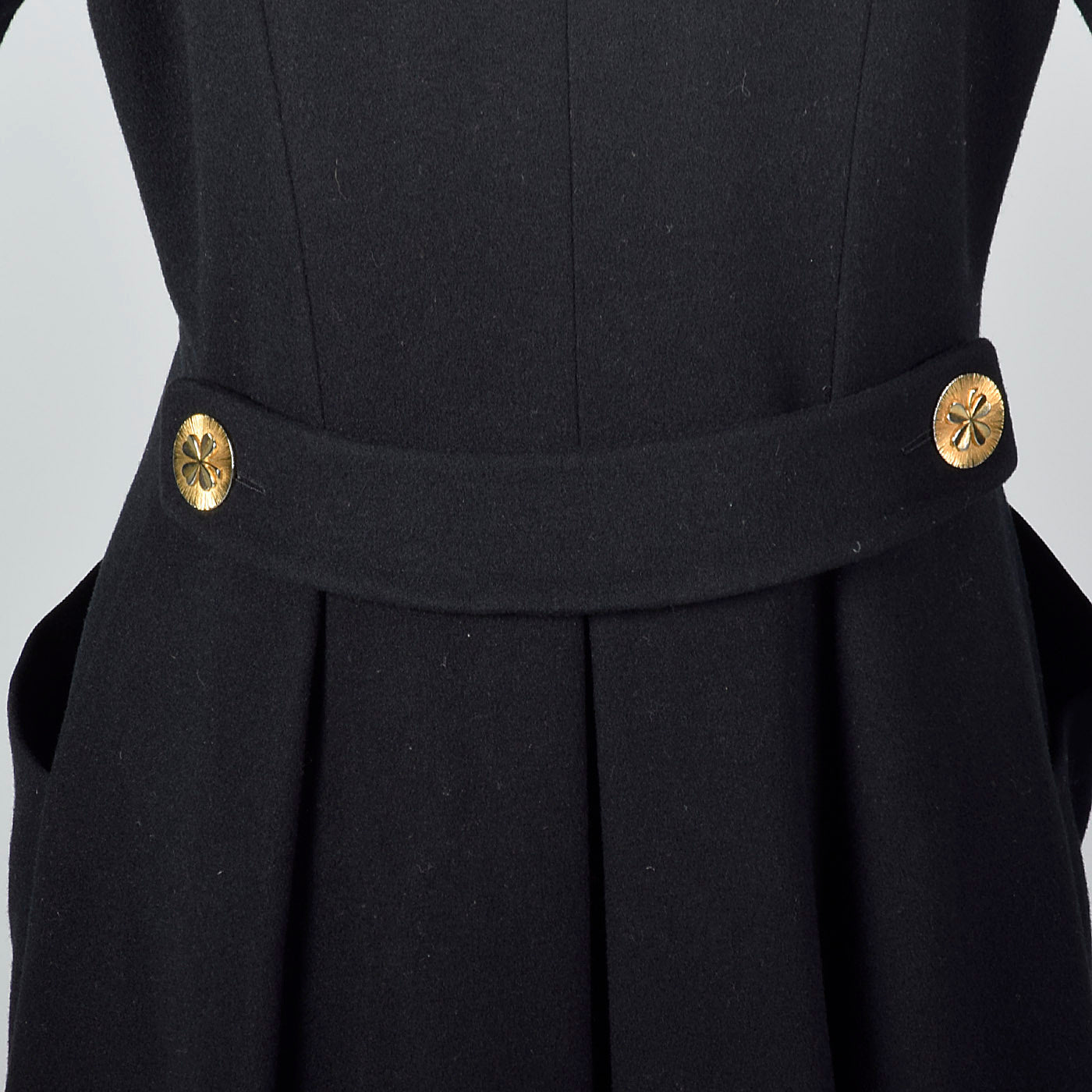 Extraordinary Chanel Black Cashmere Princess Coat with Clover Buttons