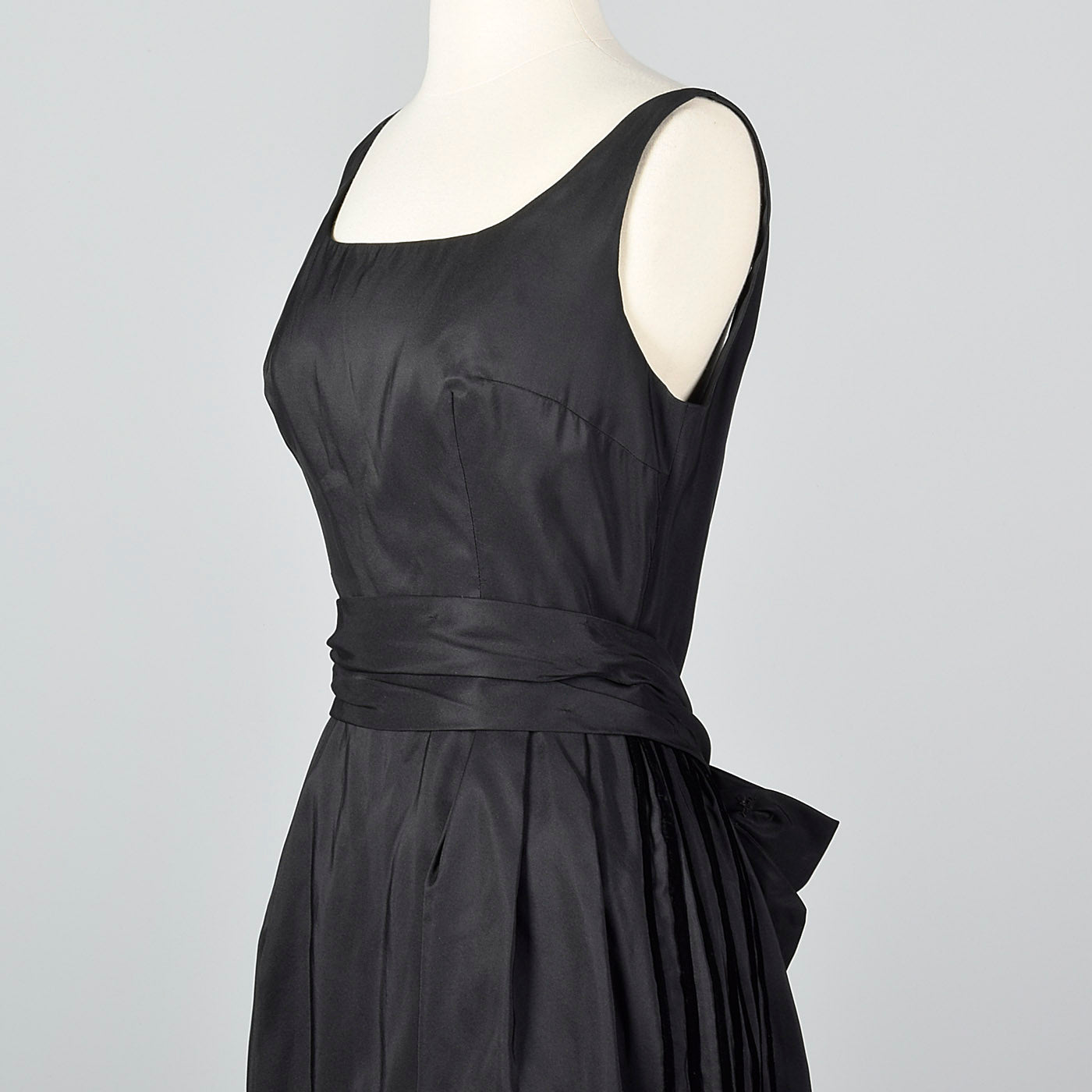 1950s Formal Black Maxi Dress with Stripe Trim