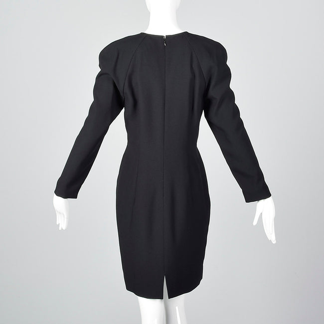 1990s Black Shift Dress with Illusion Bust