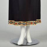 Large 1970s Ensemble Maxi Skirt Two Piece Blouse Hippie Sheer Bishop Sleeve