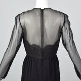 Michael Novarese Long Sleeve Black Evening Dress with Lace Illusion Bodice