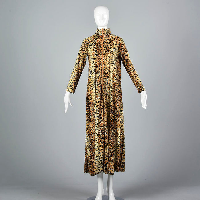 1970s Animal Print Zip Front Robe