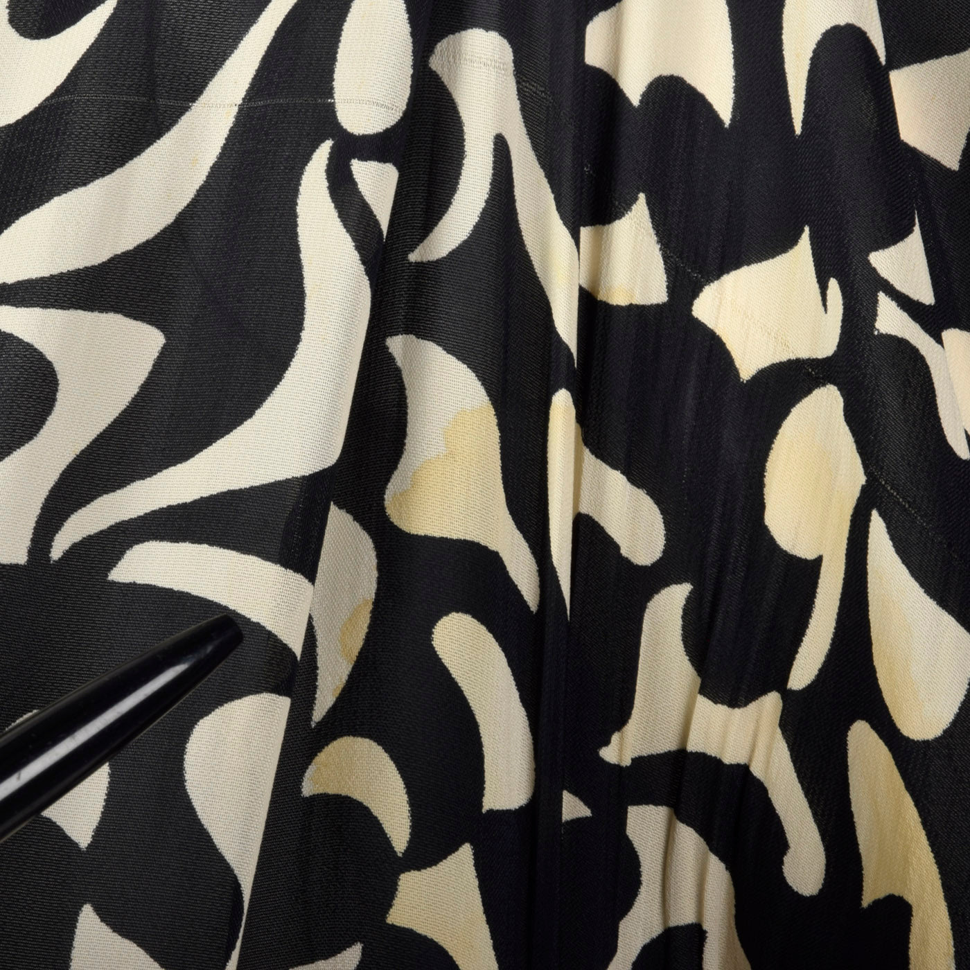 1940s Black and White Print Dress with Sheer Overlay