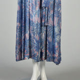 Small 1970s Maxi Dress Lurex Psychedelic Metallic Floral Evening