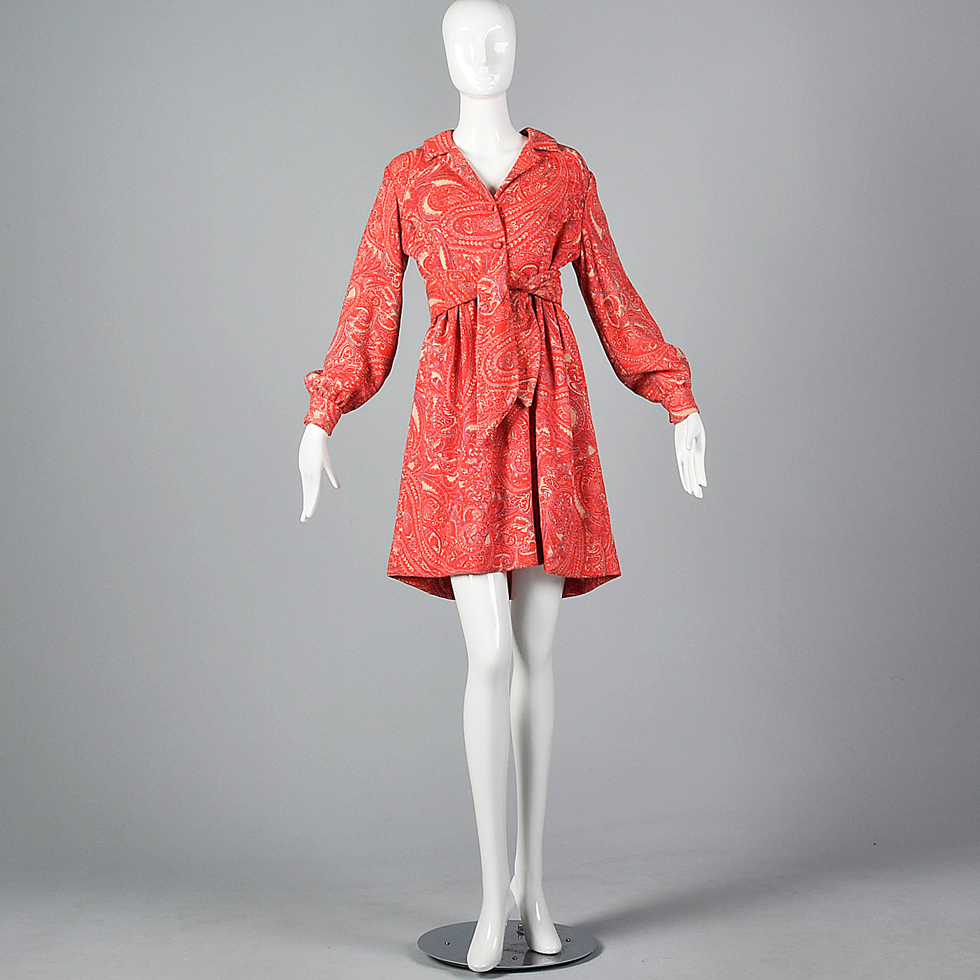 Unbranded 60s Pink and Red Psychedelic Tweed Dress