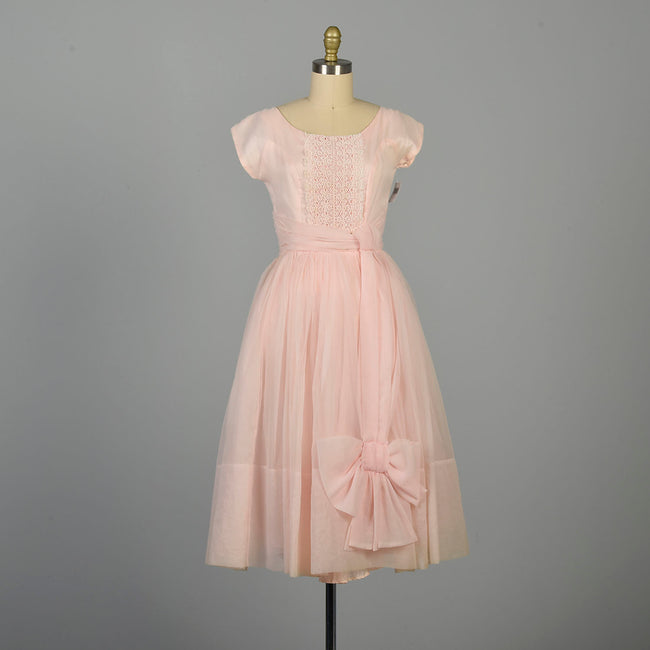 XS 1950s Dress Pink Party Bow Dress