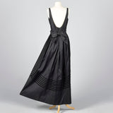 1950s Formal Black Maxi Dress with Stripe Trim