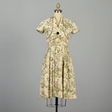 XS 1950s Dress Novelty Print Summer Cotton Atomic Shelf Bust Casual Bolero