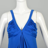 XXS 1970s Dress Royal Blue Disco Low Cut Maxi Dress