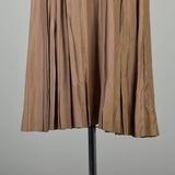 XS 1960s Dress Taupe Lace Drop Waist Pleated Skirt