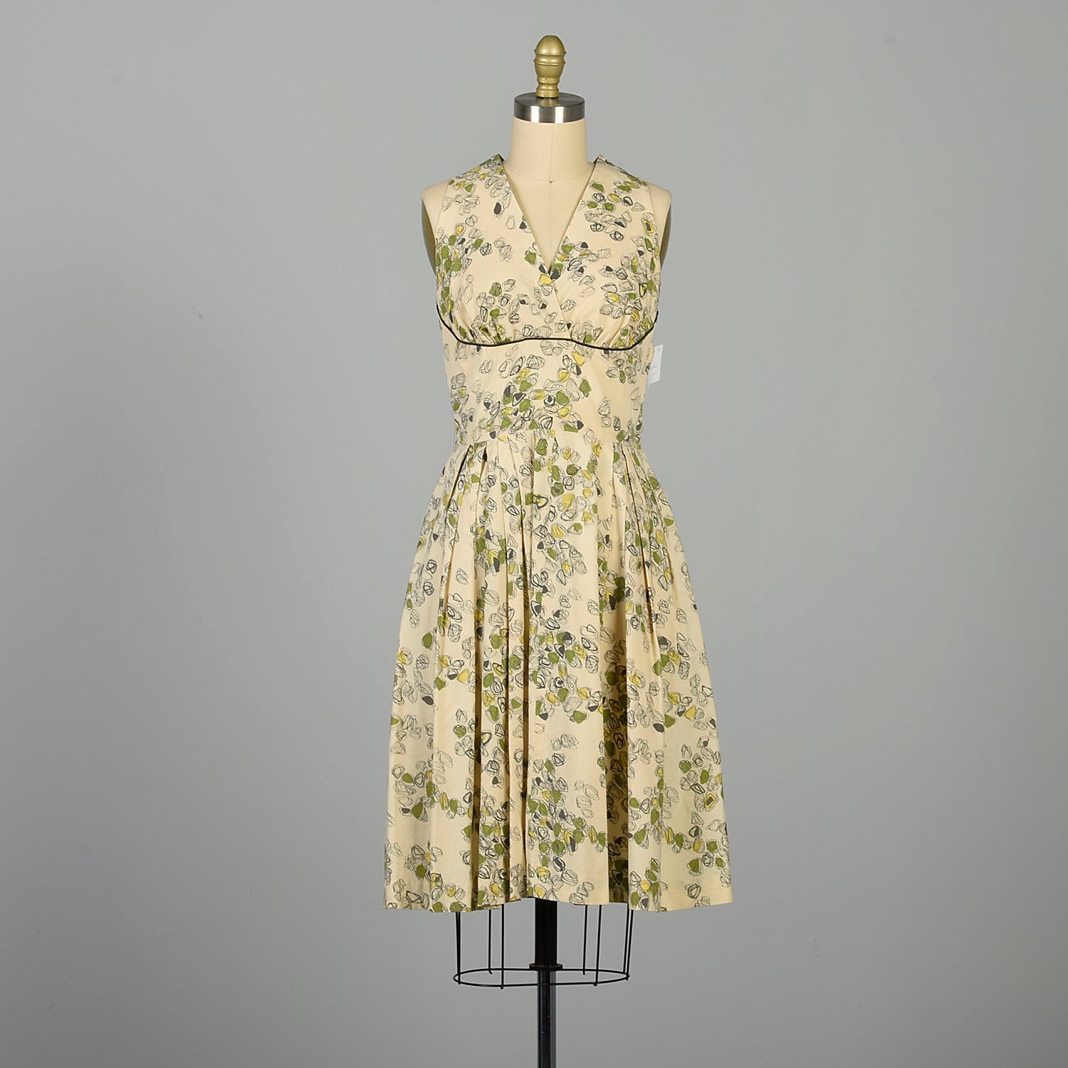 XS 1950s Dress Novelty Print Summer Cotton Atomic Shelf Bust Casual Bolero