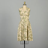 XS 1950s Dress Novelty Print Summer Cotton Atomic Shelf Bust Casual Bolero
