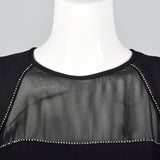 1990s Black Shift Dress with Illusion Bust