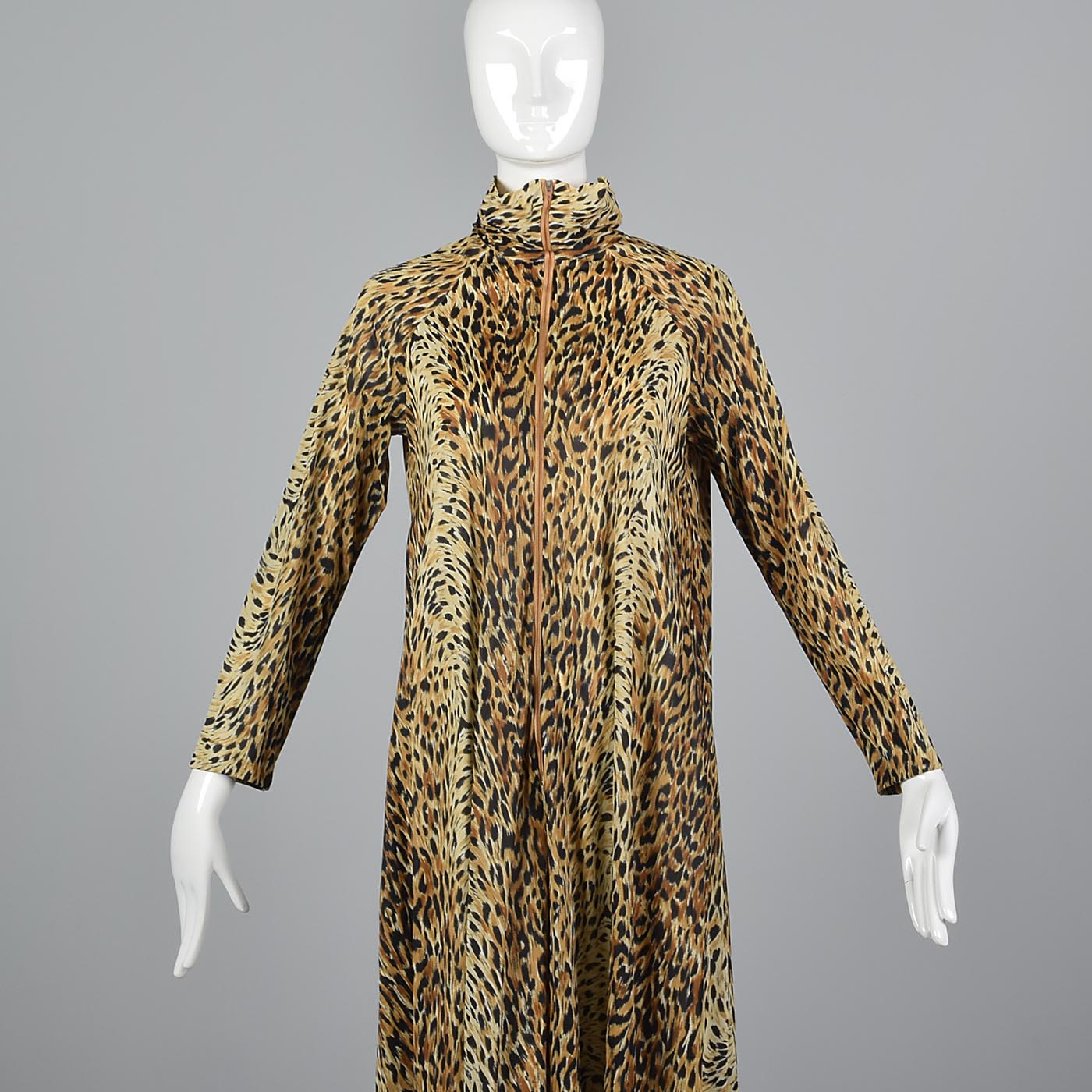 1970s Animal Print Zip Front Robe