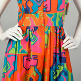 Small 1960s Palazzo Pant Jumpsuit Eddy George Colorful Geometric