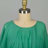 Small 1960s Wiggle Dress Emerald Green Cocktail Party Sleeveless Cape Collar