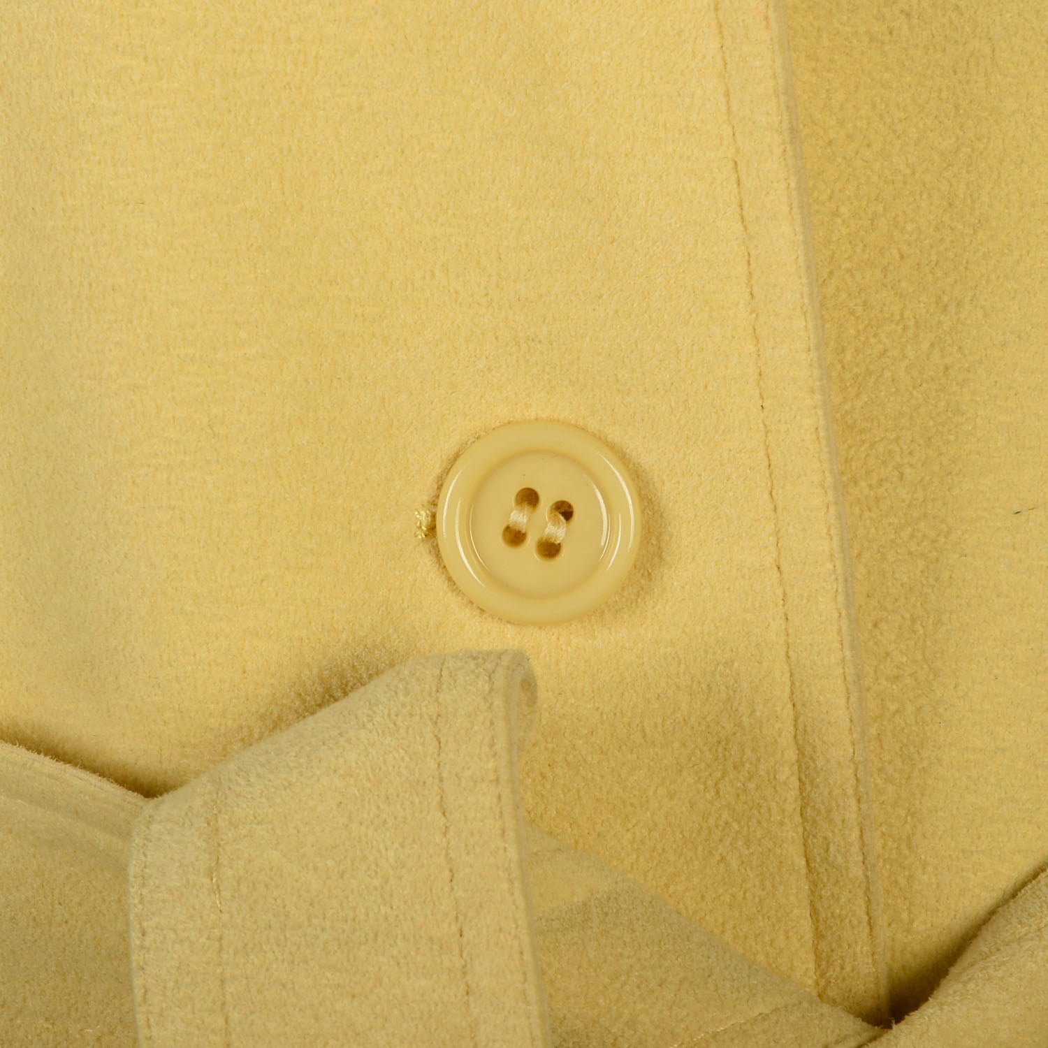 Small 1970s Halston Coat Ultrasuede Wing Collar Yellow Belted Dress Long Sleeve Button Front