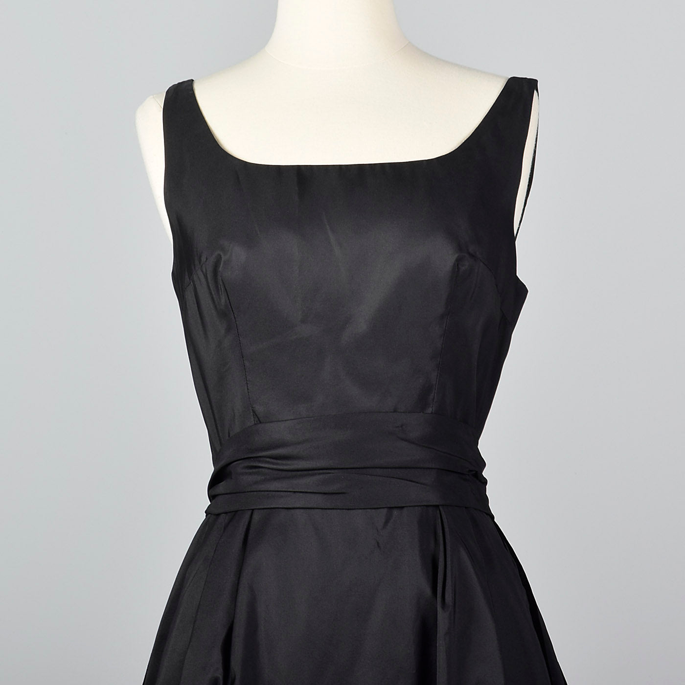 1950s Formal Black Maxi Dress with Stripe Trim