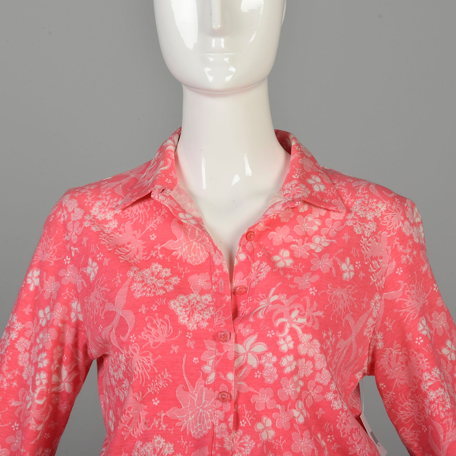 Small 1970s Liza by Lilly Pulitzer Dress Hot Pink Print Barbie Shirtwaist Dress