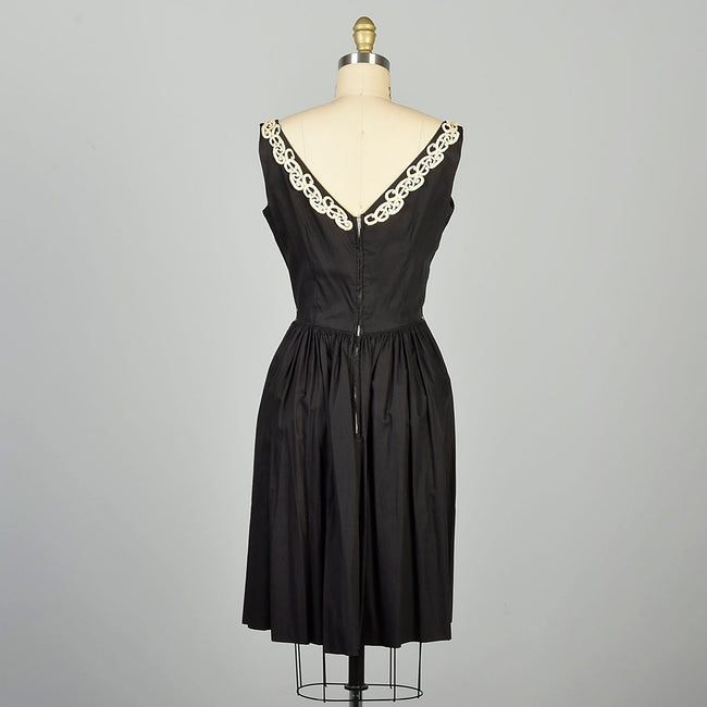 Small1950s LBD Little Black Dress Cotton Sleeveless