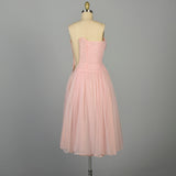 XXS 1950s Pink Party Dress Ruched Barbie Strapless