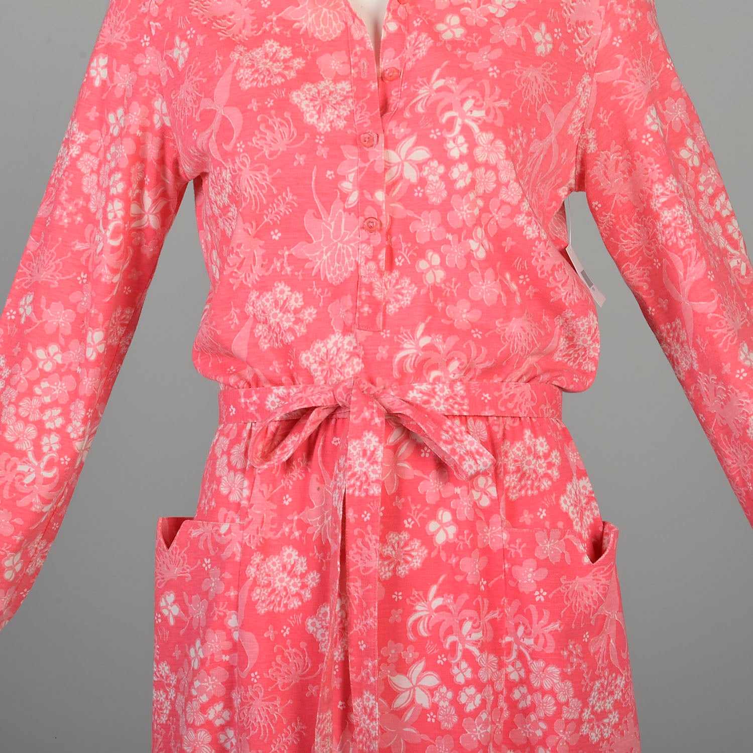 Small 1970s Liza by Lilly Pulitzer Dress Hot Pink Print Barbie Shirtwaist Dress